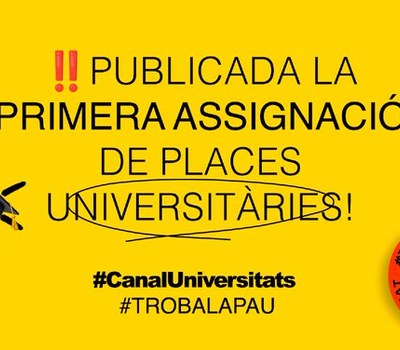 1a assignació de places universitàries i publicació notes de tall d'accés a la universitat pel curs 2024-2025