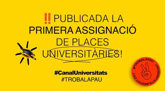 1a assignació de places universitàries i publicació notes de tall d'accés a la universitat pel curs 2024-2025