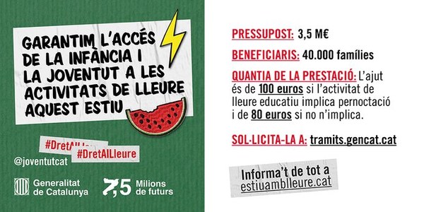 Ajut a famílies per fer econòmicament més accessibles les activitats del lleure educatiu a Catalunya