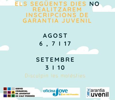 Aquest estiu: Apunta't a la Garantia Juvenil!