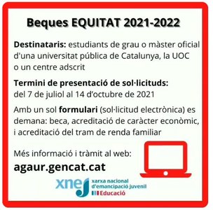 BEQUES EQUITAT PER AL CURS ACADÈMIC 2021-2022 (MATRC/EQUITAT 2021)