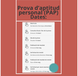 CALENDARI DE DATES CLAU PER A LA PAP