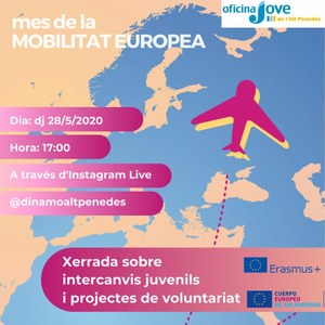 Dijous 28 de maig a les 17h xerrada Q&A sobre Voluntariat europeu en directe a instagram