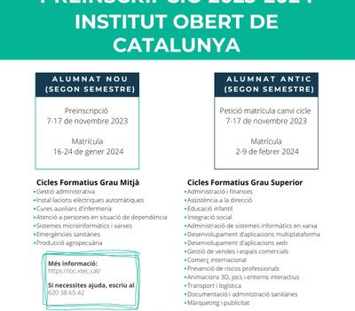 PREINSCRIPCIÓ 2023-2024 INSTITUT OBERT DE CATALUNYA