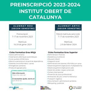 PREINSCRIPCIÓ 2023-2024 INSTITUT OBERT DE CATALUNYA