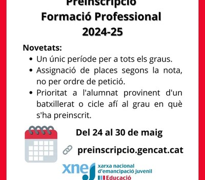 PREINSCRIPCIÓ A LA FORMACIÓ PROFESIONAL