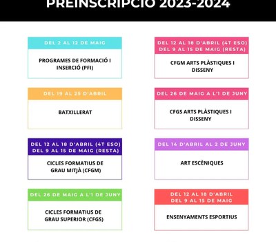 PREINSCRIPCIONS CURS 2023-2024