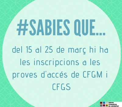 PROVES D'ACCÉS A CFGM i CFGS