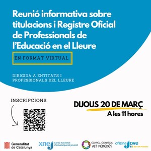 Reunió informativa sobre titulacions i el Registre Oficial de Professionals de l’Educació en el Lleure